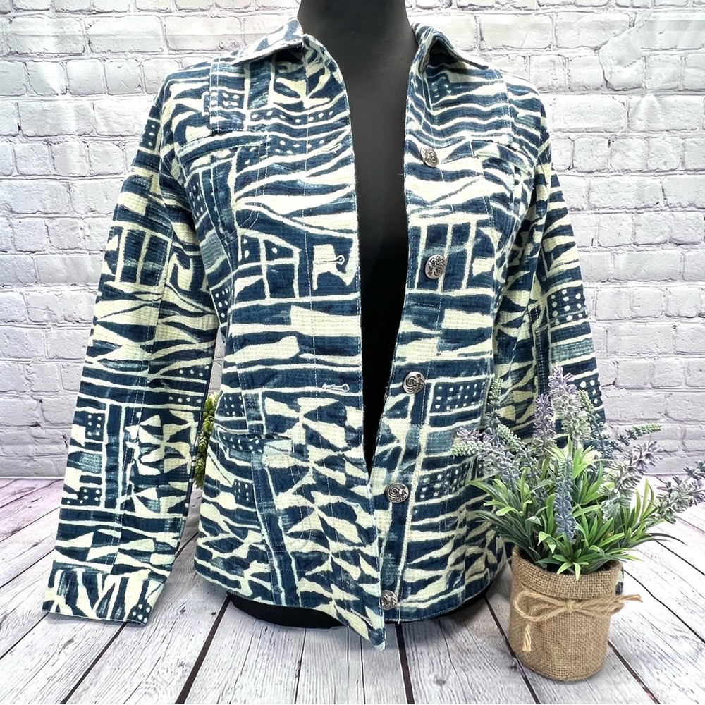CHICO’S 100% Cotton L/S Button Front Casual Jacket